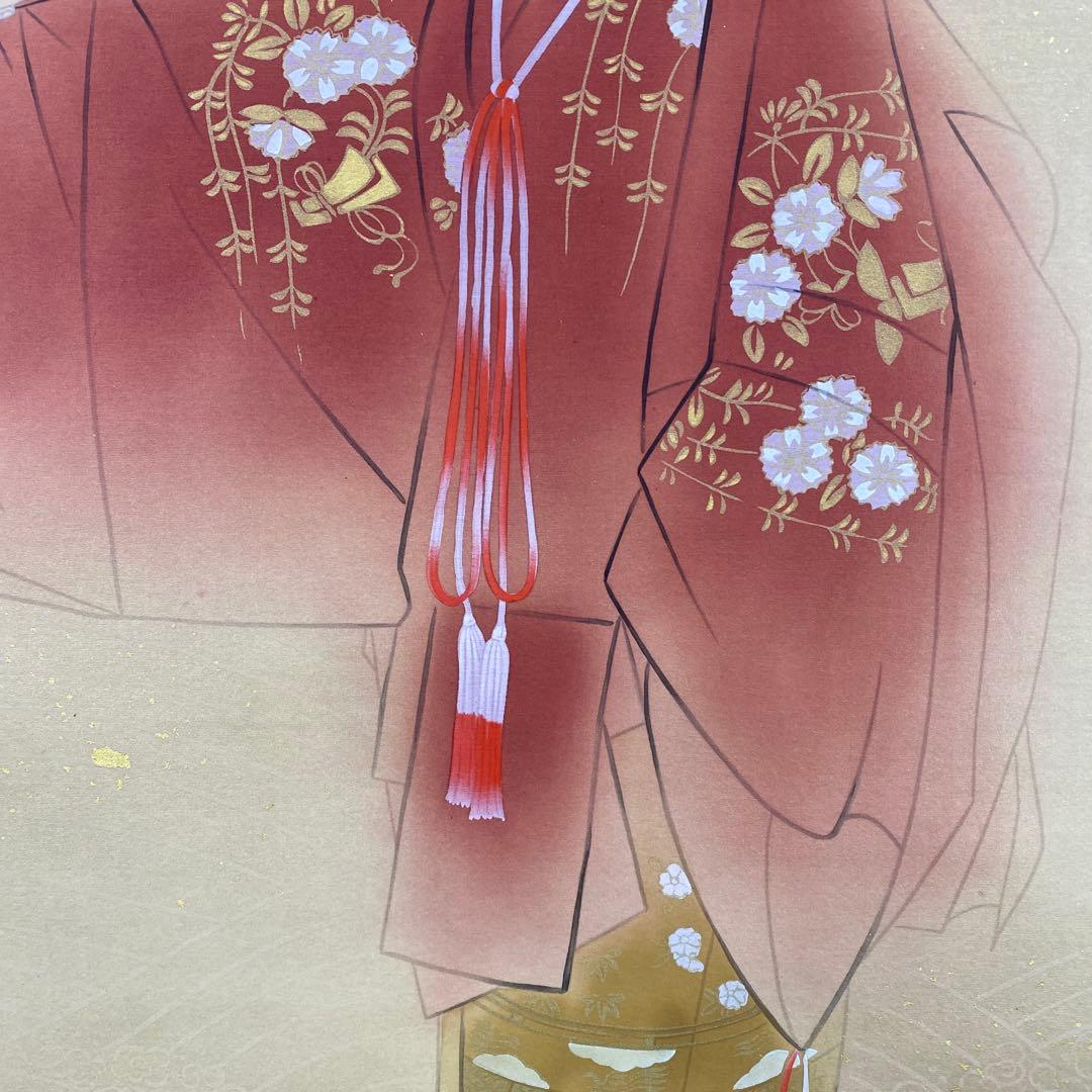 美品 掛け軸 金武翆輝作 金地 羽衣図 共箱 美術年鑑掲載 能楽 雅楽