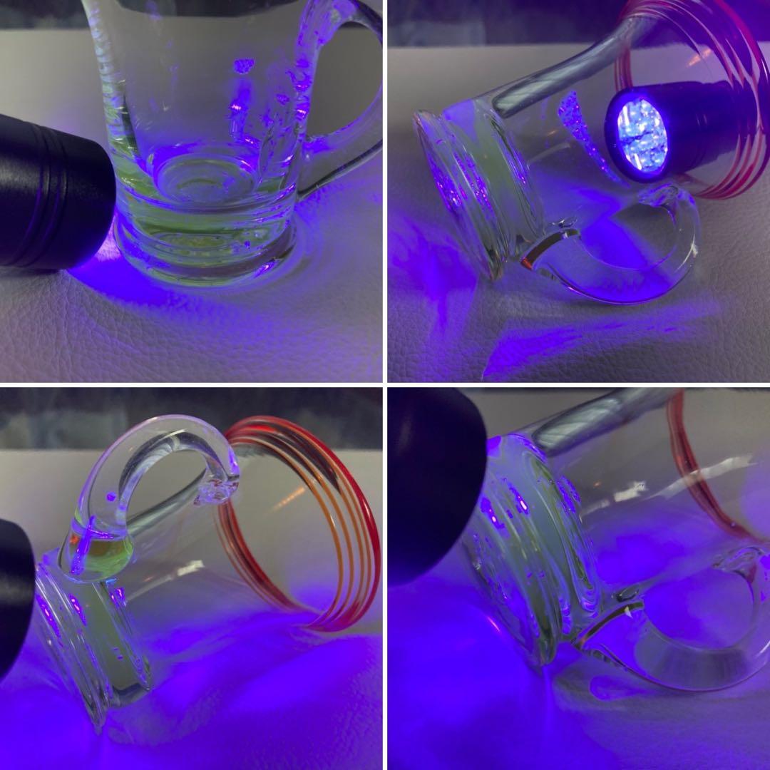 古いグラス カップ ウランガラス ⁇ 赤縁 持ち手付き 手作り 硝子 レトロ