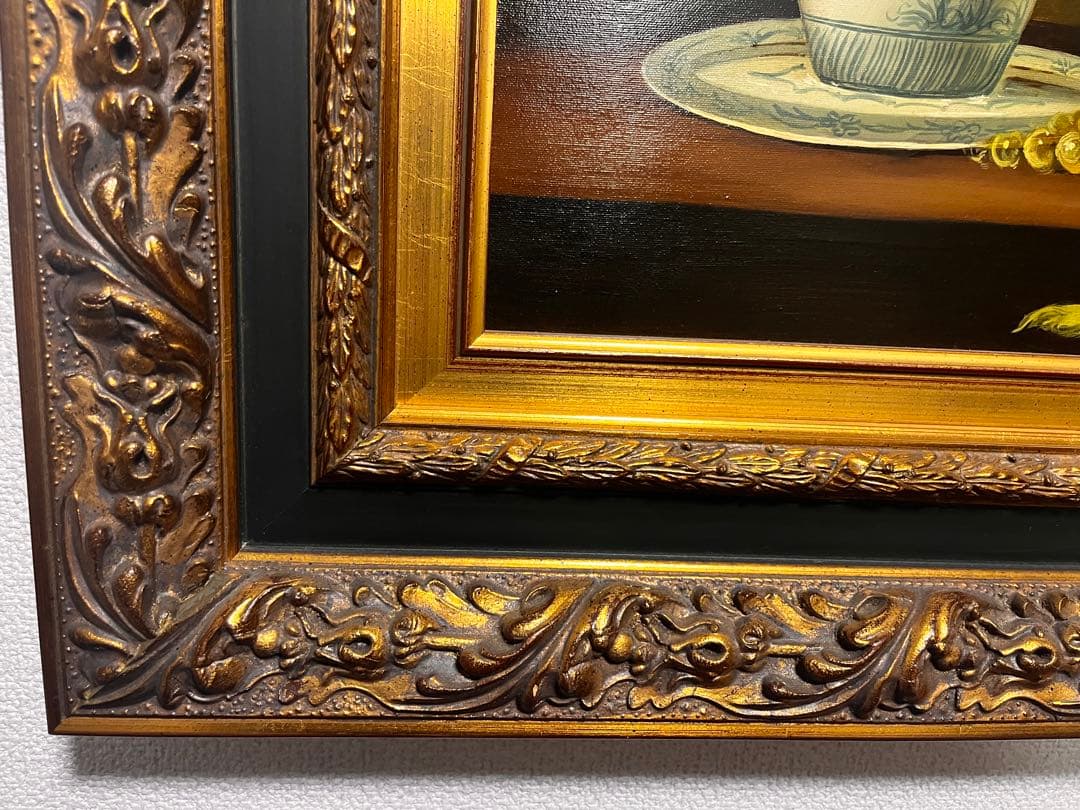 果物と花の静物画 油彩画　油絵