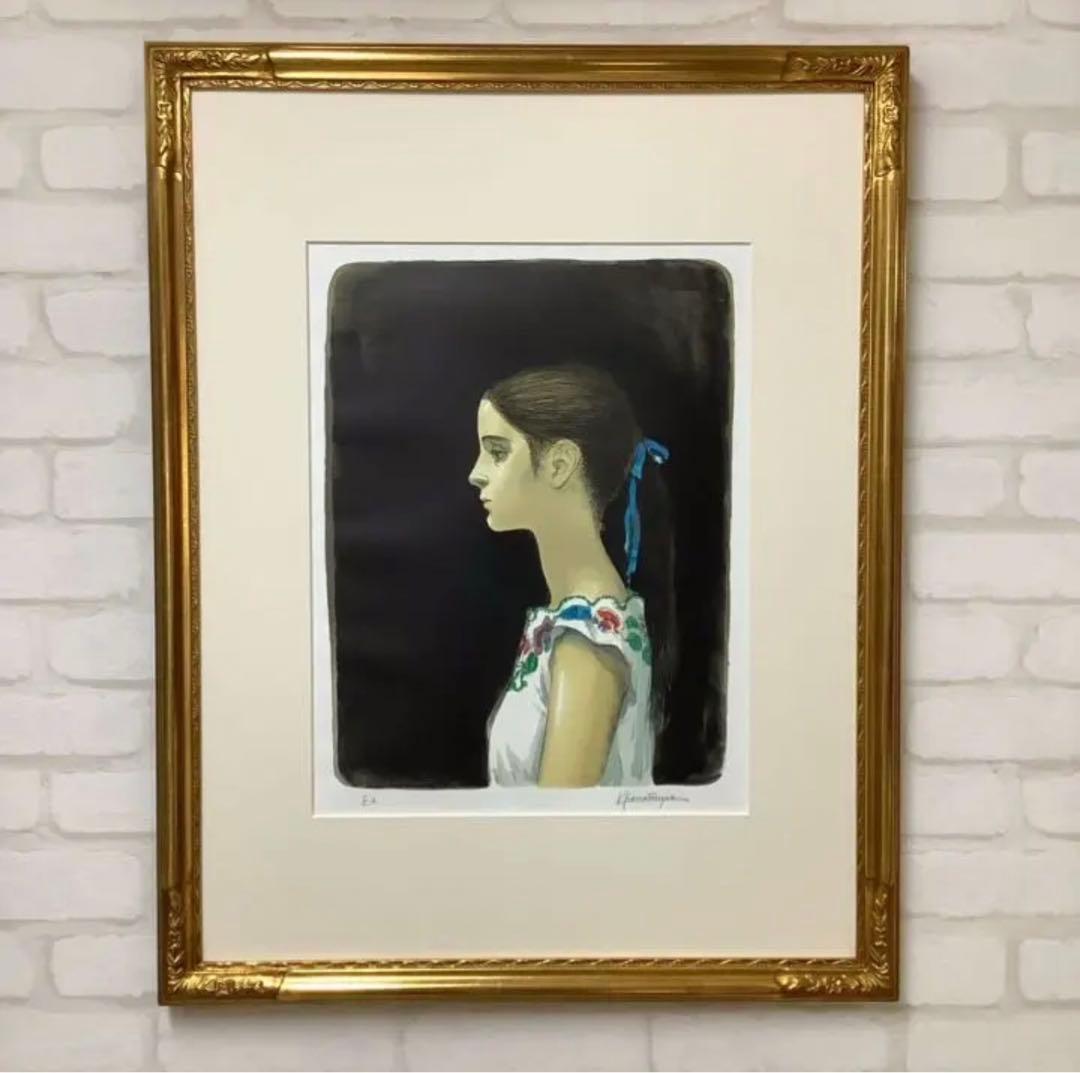 版画.小松崎 邦雄.リトグラフ.少女.絵画.額絵.美術品.インテリア.額縁