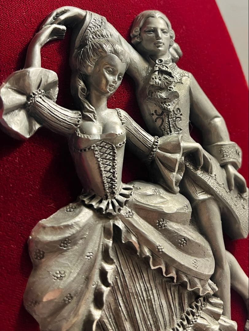 ◆フランスアンティーク｜手彫りピューター製E額壁掛け手作り置物王妃姫パリ貴族