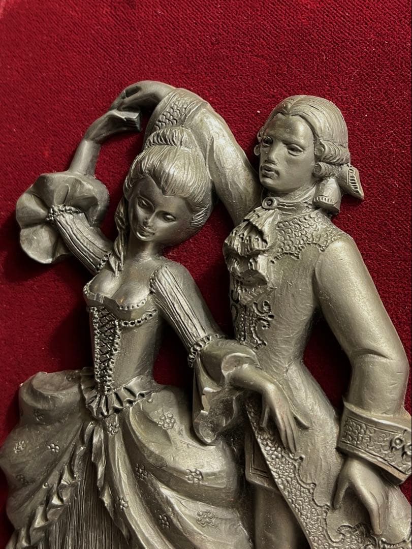 ◆フランスアンティーク｜手彫りピューター製E額壁掛け手作り置物王妃姫パリ貴族