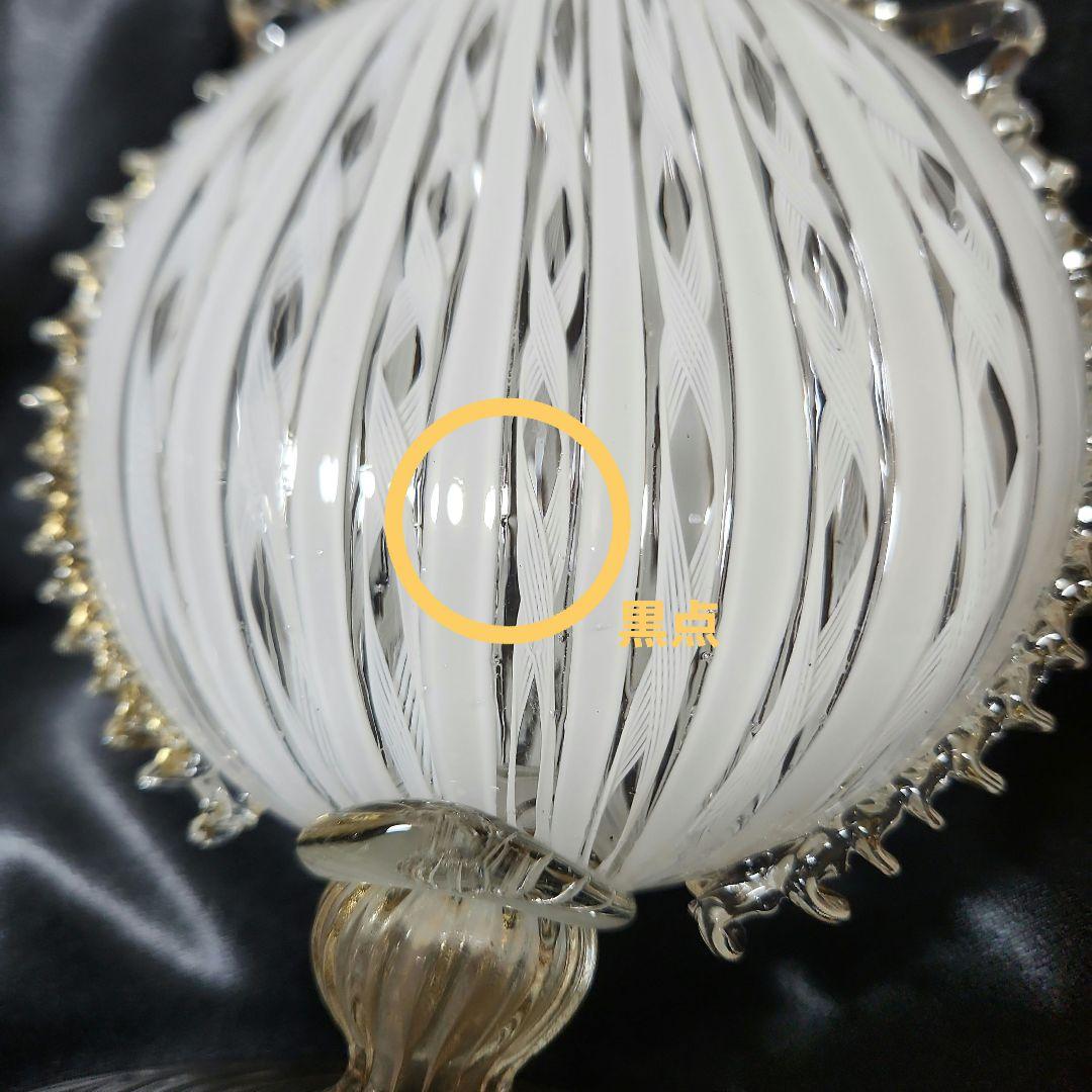 ベネチアンガラス ムラーノガラス レース柄 蓋付き オブジェ イタリア