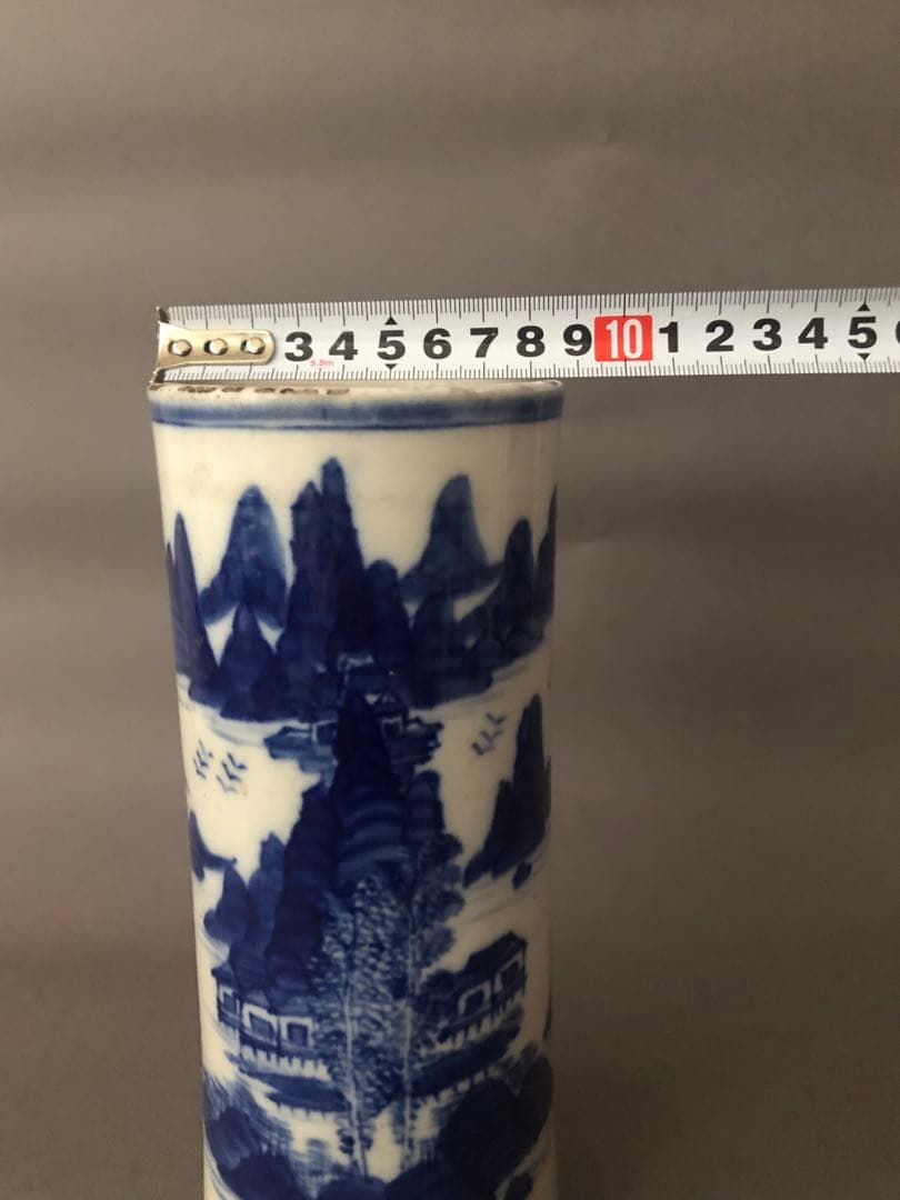 中国骨董古美術　染付青花雲堂手　花瓶　アンティーク