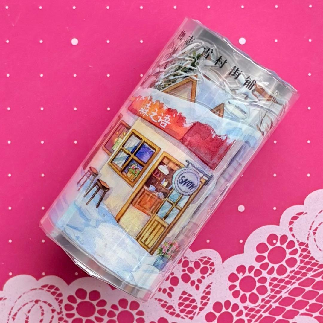 PET 雪村街铺 ダイカット加工 7cm×5m 海外マスキングテープ