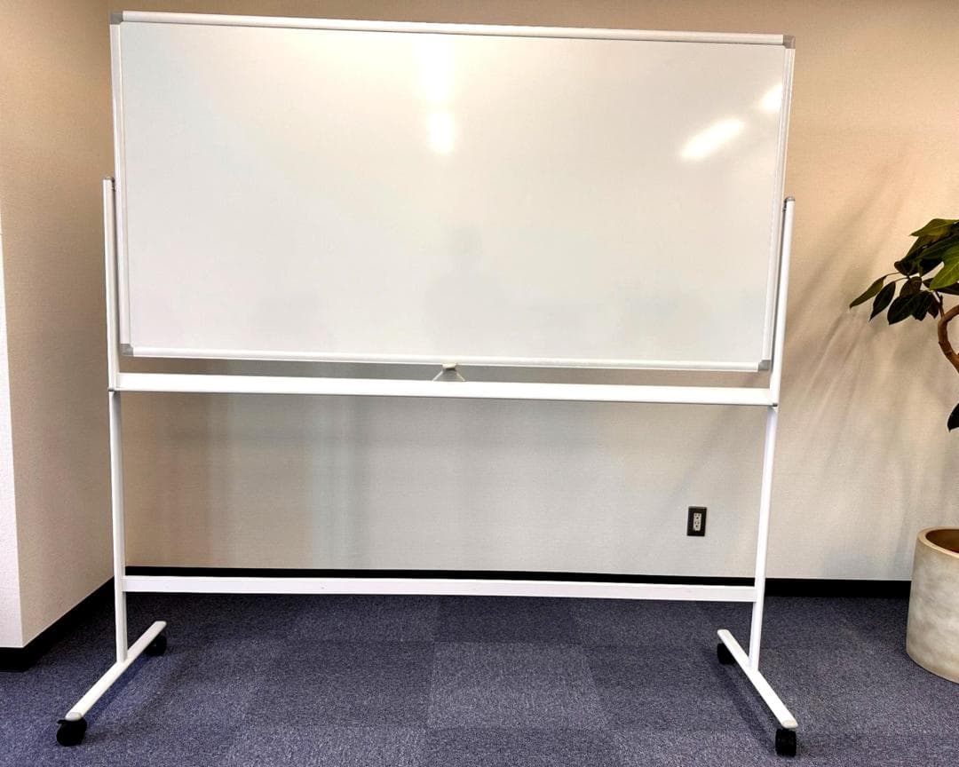 ホーロー製ホワイトボード 脚付き 両面タイプ 1800×900 キャスター付き
