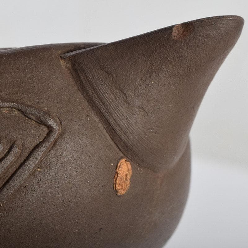 中国　紫砂　朱泥　漢詩人物文　宝瓶　急須　茶壷　C　R9477