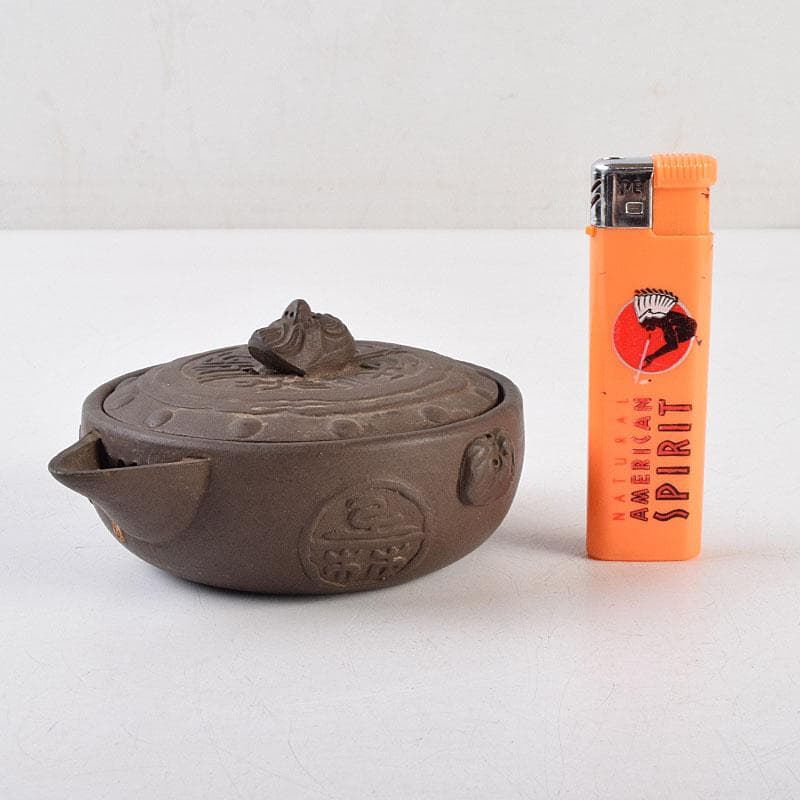 中国　紫砂　朱泥　漢詩人物文　宝瓶　急須　茶壷　C　R9477