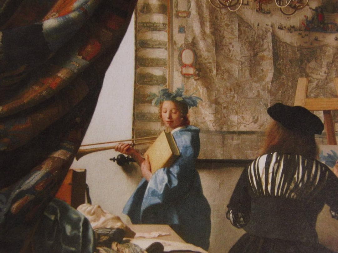 ヨハネス・フェルメール、「絵画芸術」、希少な画集の額装画