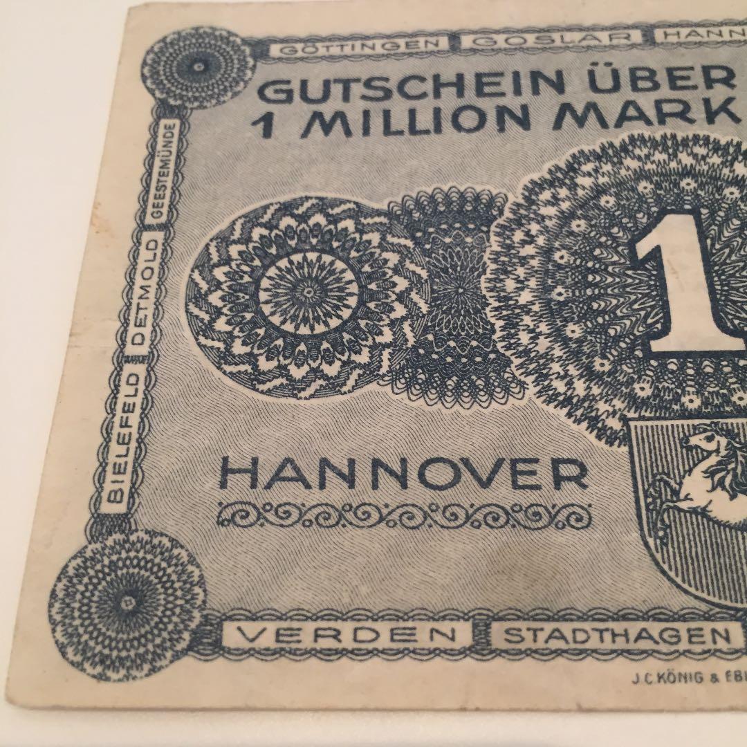 極美品 希少 1923年 ドイツ 1ミリオンマルク mark 旧紙幣 古紙幣
