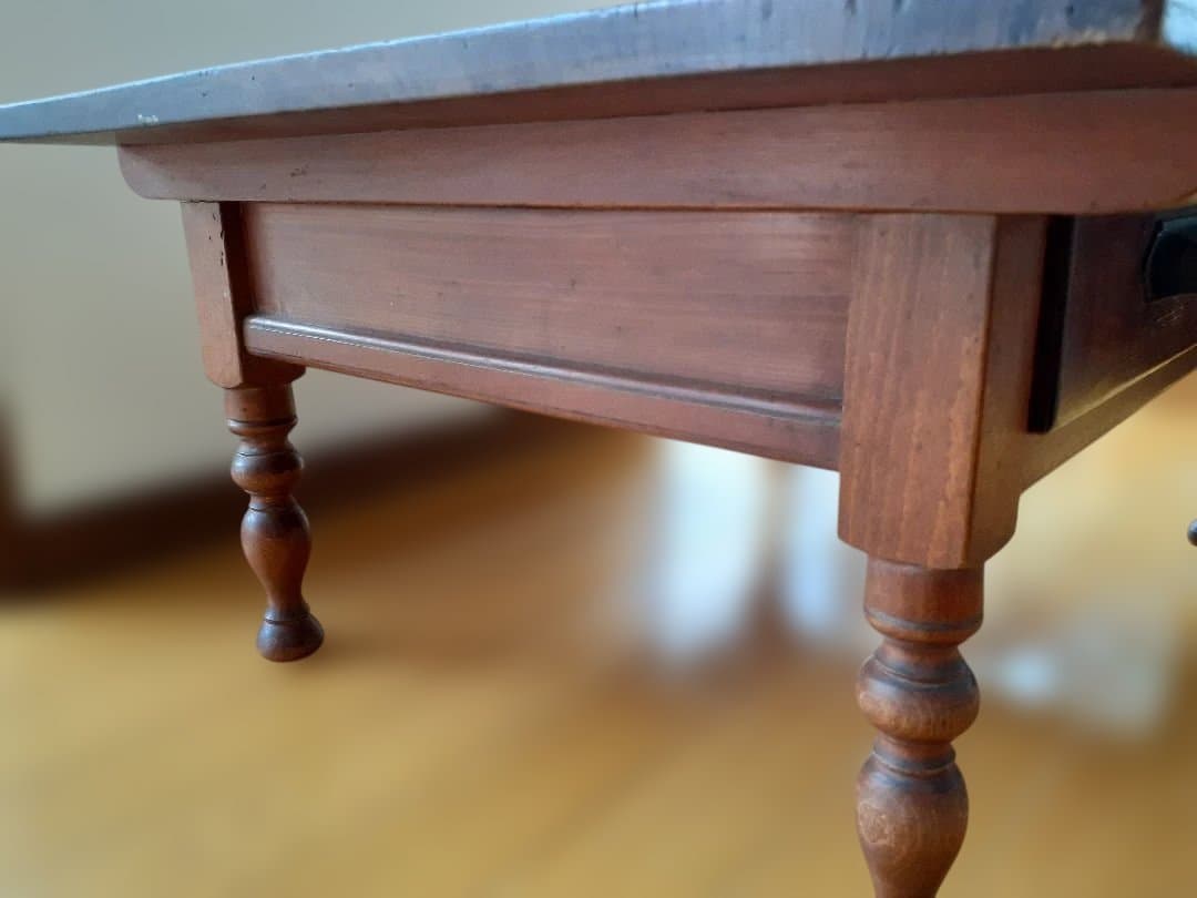 ろくろ脚木製文机 テーブル 引き出し付き 古家具 アンティーク レトロ