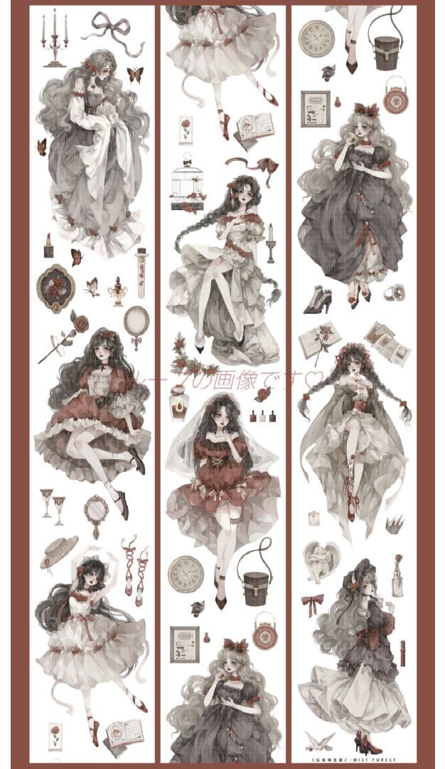 ✩再販✩J712＃红玫瑰庄园(PET)迷雾森林切り売り海外人物マステ女の子