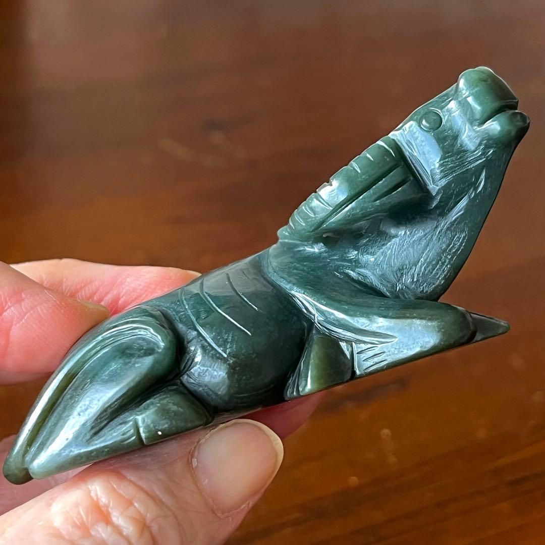 和田玉 青玉 藍青 古翡翠 彫刻 手彫り 牛 ネフライト 軟玉 アンティーク