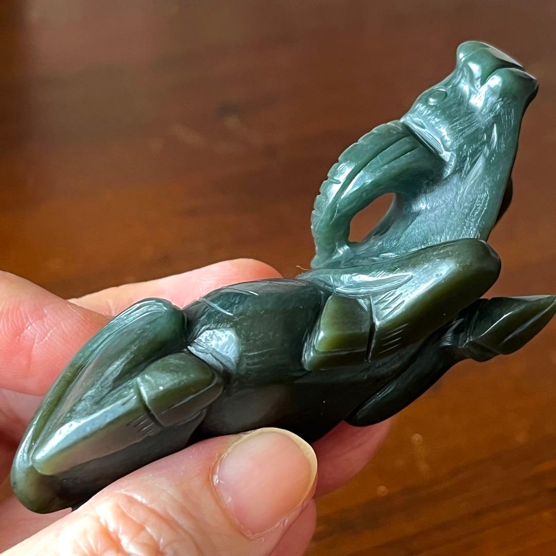和田玉 青玉 藍青 古翡翠 彫刻 手彫り 牛 ネフライト 軟玉 アンティーク