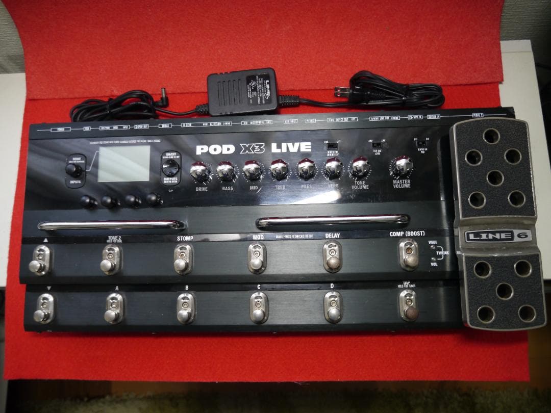 【中古】LINE6 POD X3 LIVEギターエフェクター 純正電源アダプタ付