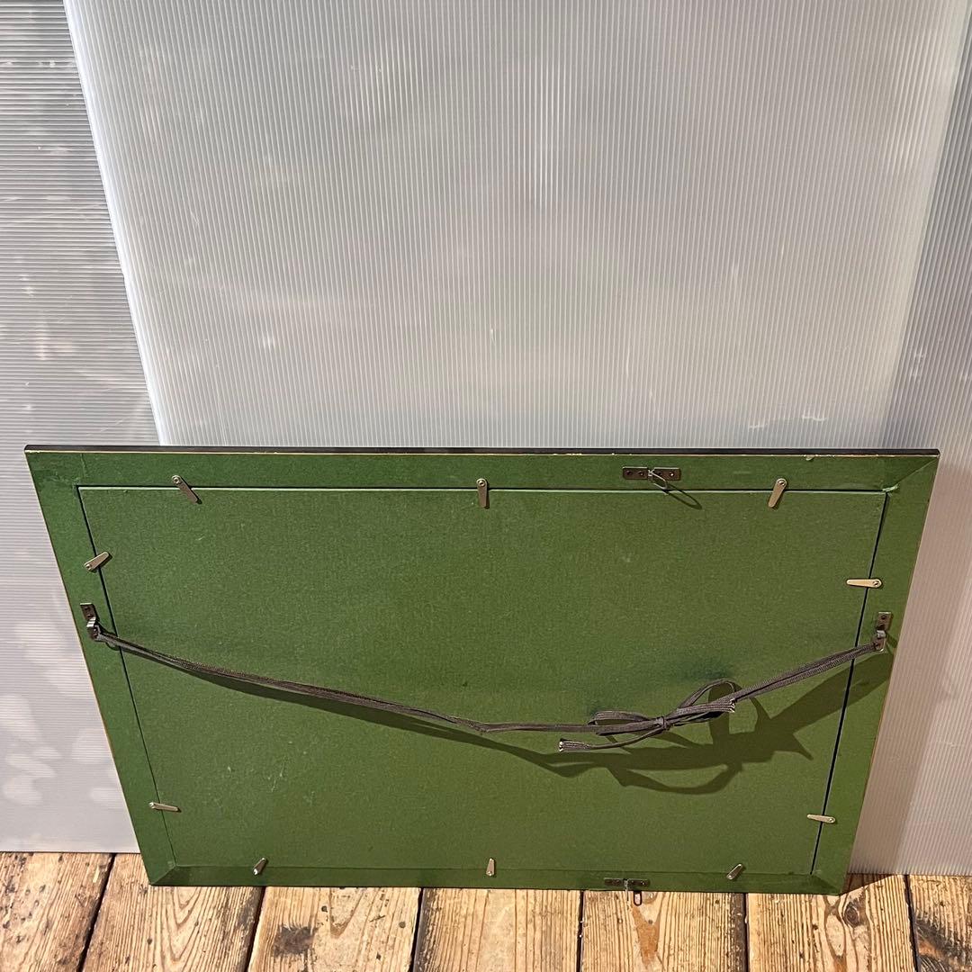 透明水彩画　日本庭園　MARUO 額縁入り　緑　園庭　インテリア　希少