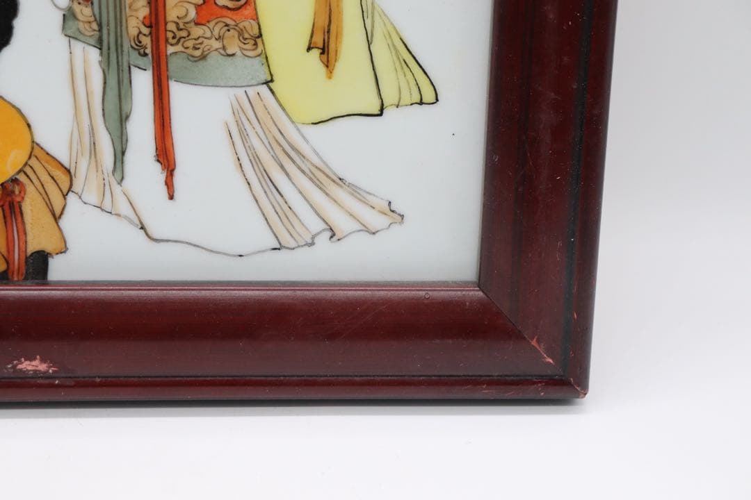 中国　陶板画　美人　壁がけ　送料込み0308