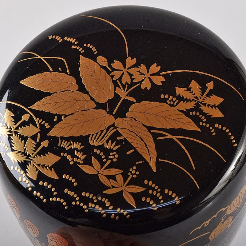 茶道具　前端春斎造　春草蒔絵　内銀溜　黒棗　建仁寺竹田益州極め箱　D　R8701