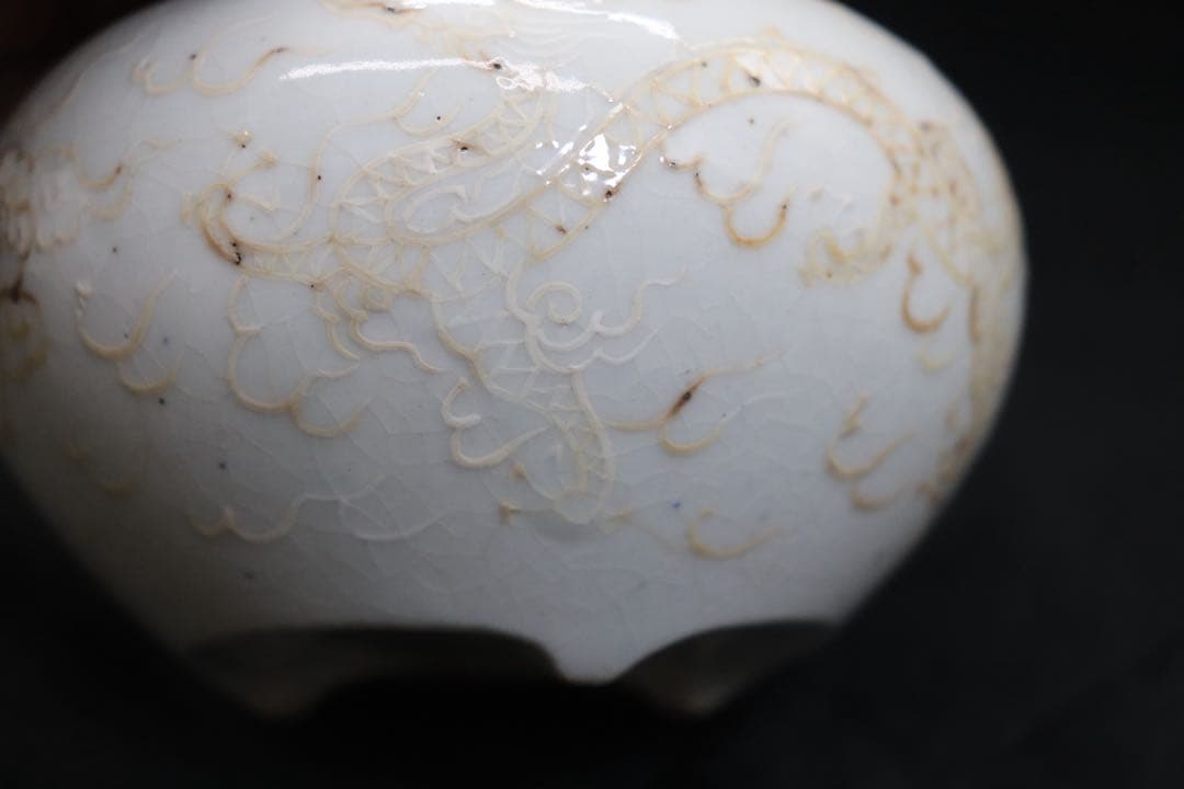 中国　明時代　龍紋　白磁香炉　アンティーク　送料込み260131