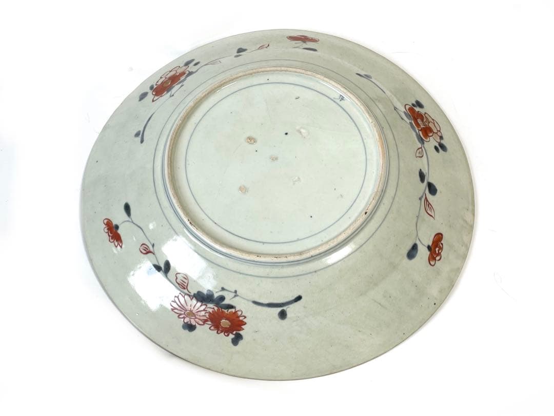 アンティーク　骨董　古伊万里　輸出伊万里　色絵　花瓶文　大皿　尺皿　飾り皿　金襴