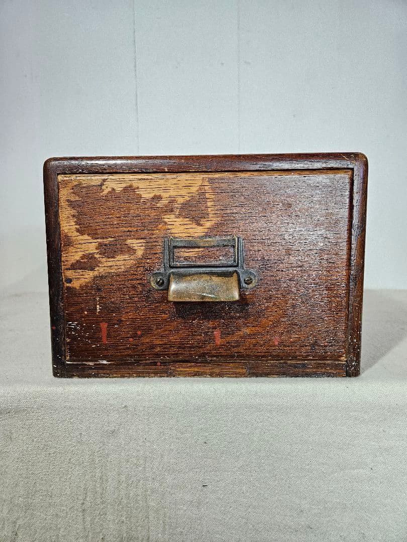 USアンティーク 木製のファイルキャビネット カードホルダー 卓上 書斎