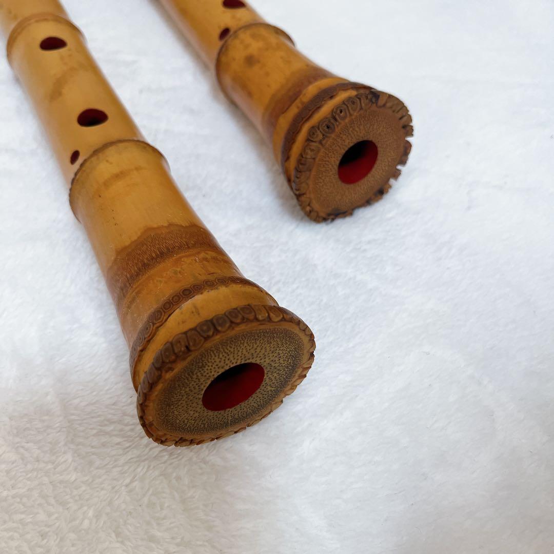 T*u様 尺八 都山流 深水銘 一尺八寸 一尺六寸 2本セット ハードケース付