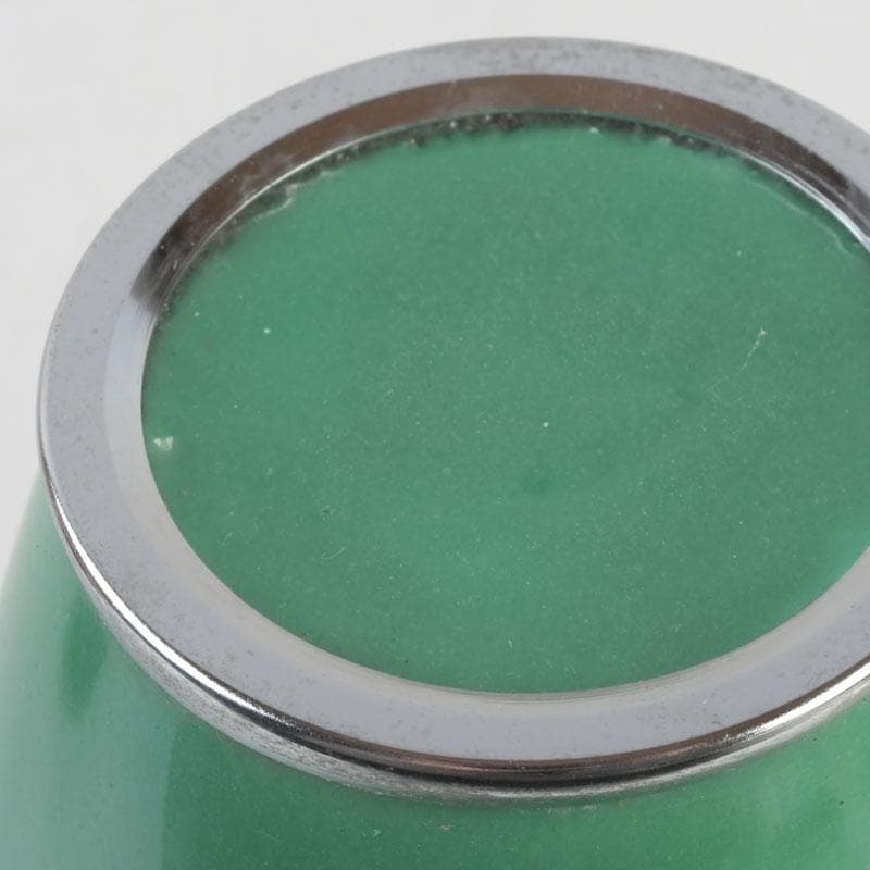 七宝焼　緑釉　双鳥文　花瓶　唐木台付　共箱　V　9586