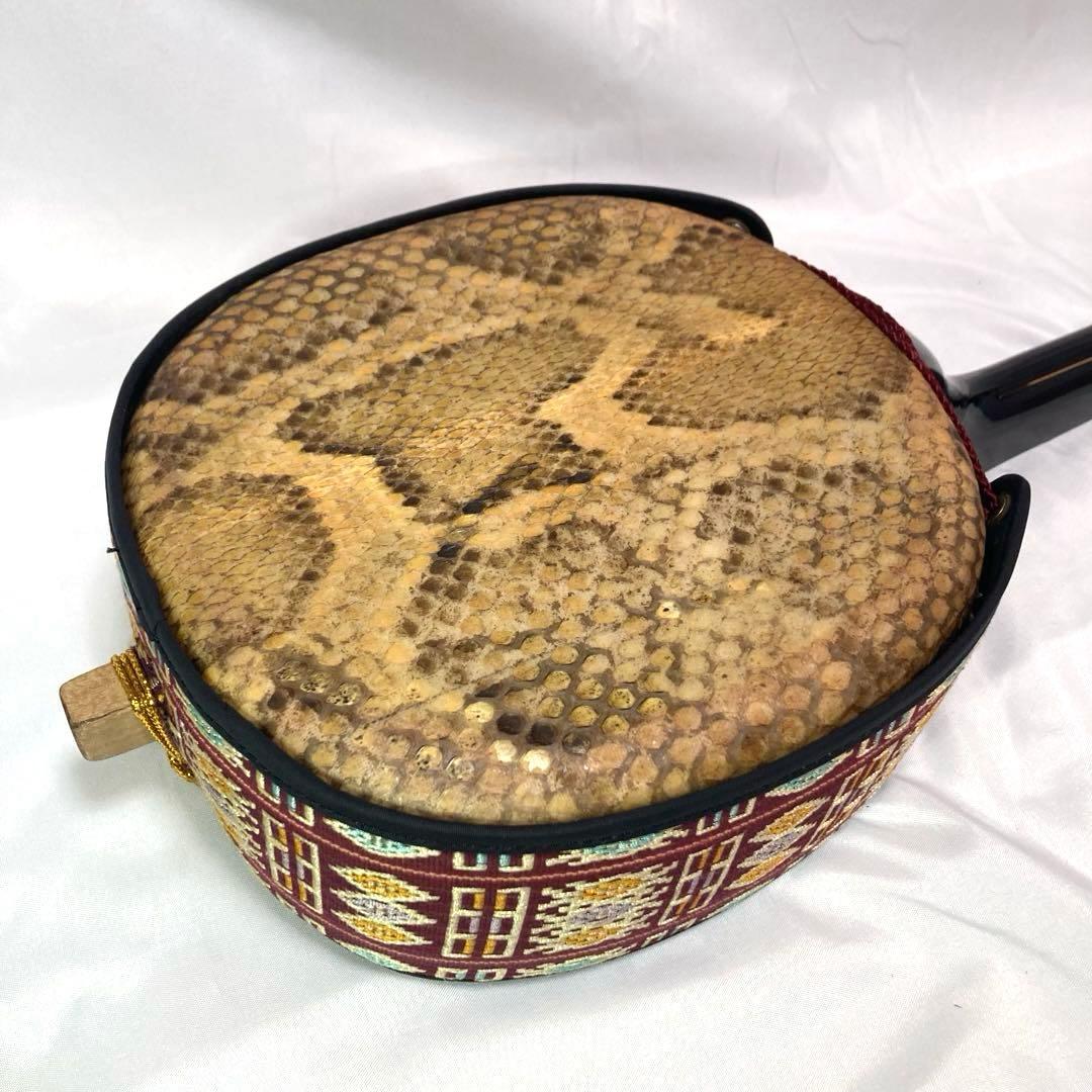 【お買得】 三線 沖縄 蛇革 蛇皮 本革 ケース 付属品 和楽器 初心者 中級者