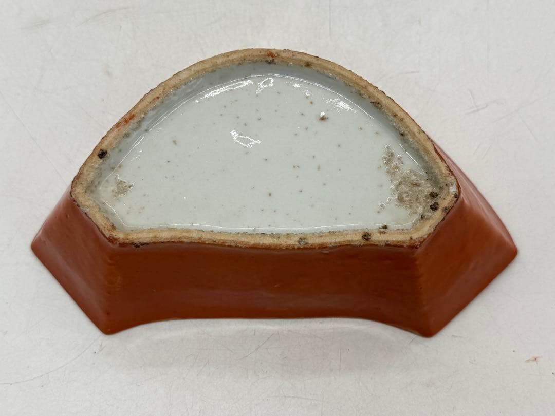 ※中国　清時代　紅釉 多角皿　送料込み250602