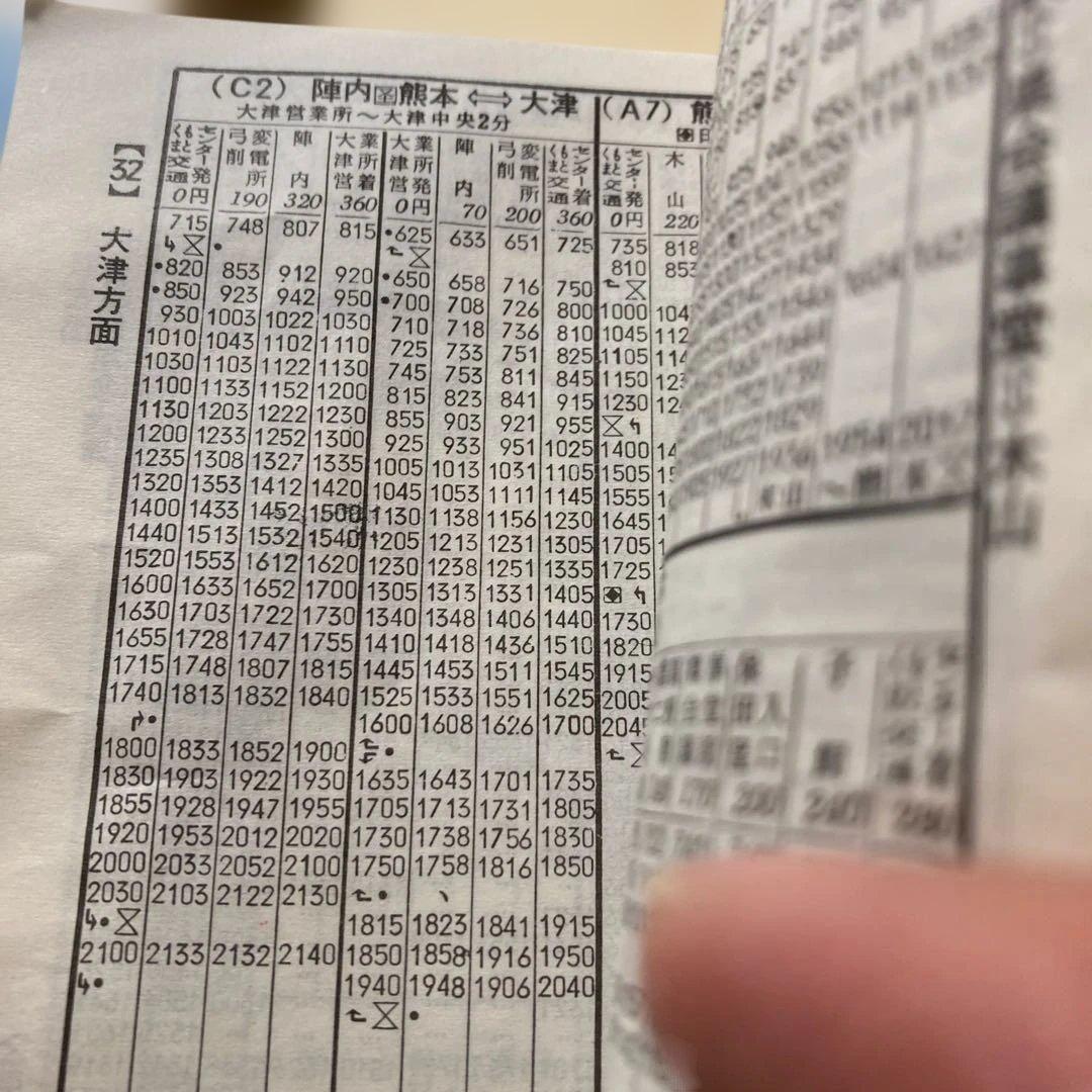 産交バス時刻表 1977年6.1 現在