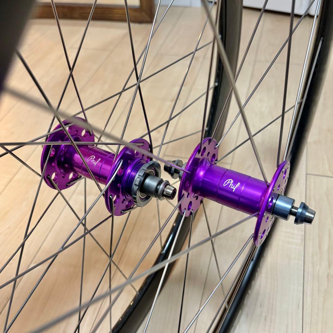 ピスト　手組みカーボンホイール前後　philwoodハブ dtswiss
