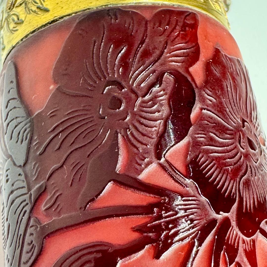 アンティーク エミール・ガレ 桜紋 酸化腐食彫 カメオ彫 アトマイザー 香水瓶