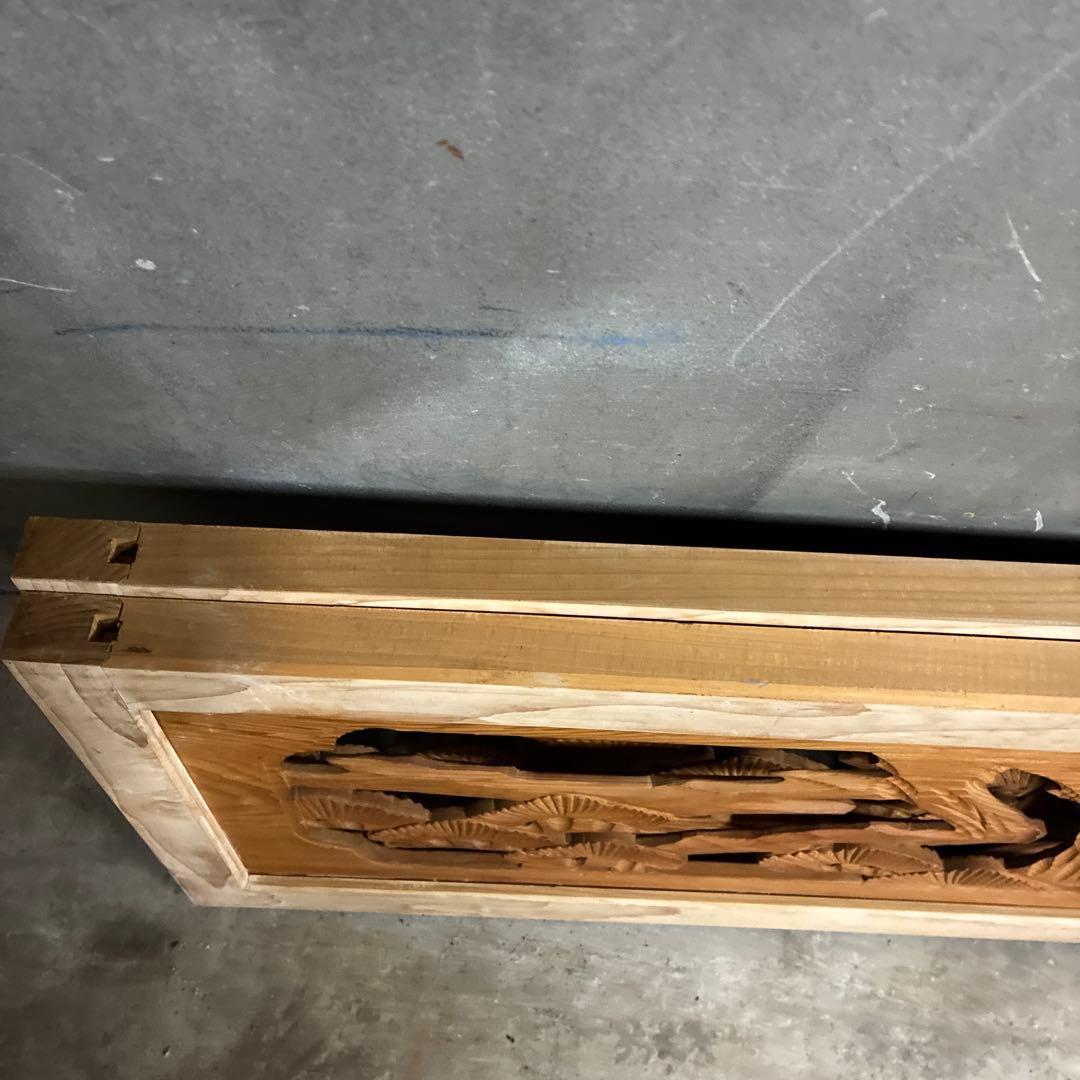 昭和レトロ 木製 2枚セット 欄間 鶴 松 木製彫刻 両面