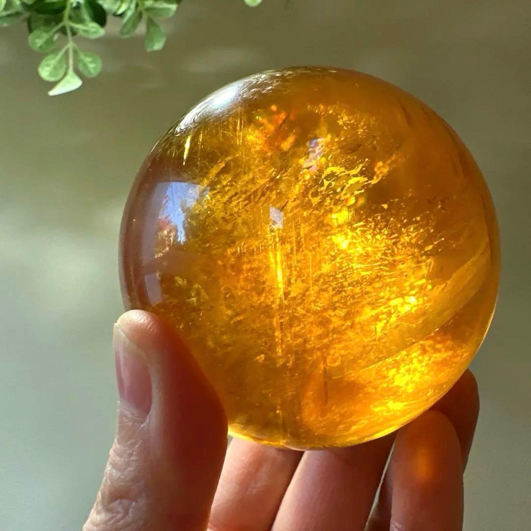 ハニーカルサイト　アンバーレア　スフィア　447.5g カルサイト　ゴールデン