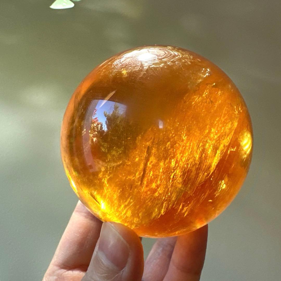 ハニーカルサイト　アンバーレア　スフィア　447.5g カルサイト　ゴールデン