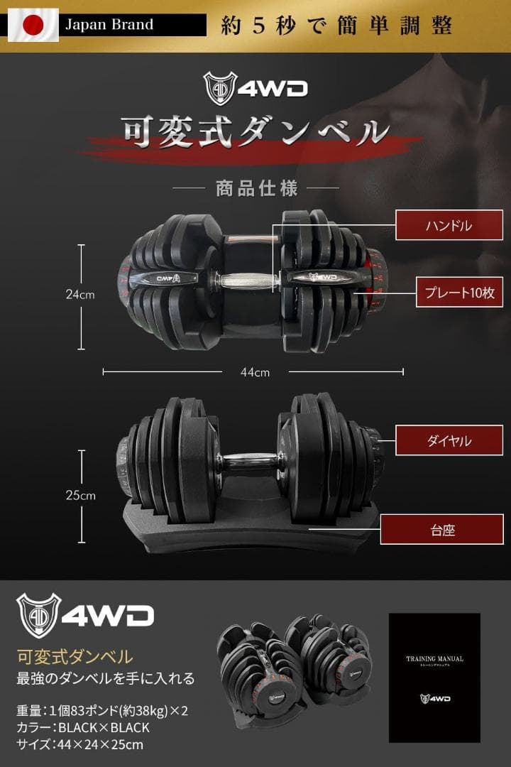 としひろです。② 4WD！可変式ダンベル！4kg－38kg 17段階調節
