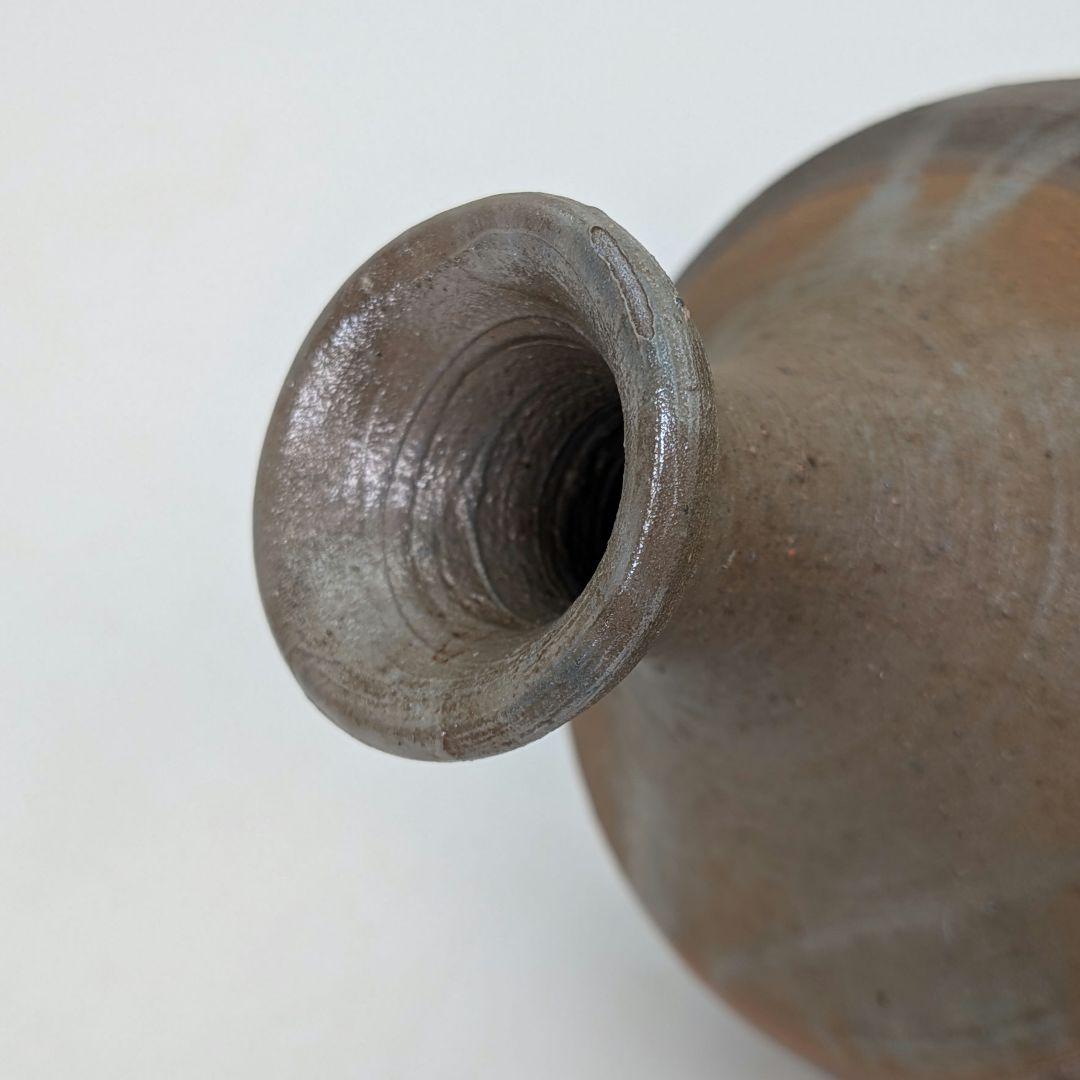 備前市無形文化財 榊原清人 備前焼 銀彩徳利花入 共箱 とっくり 一輪挿し花瓶