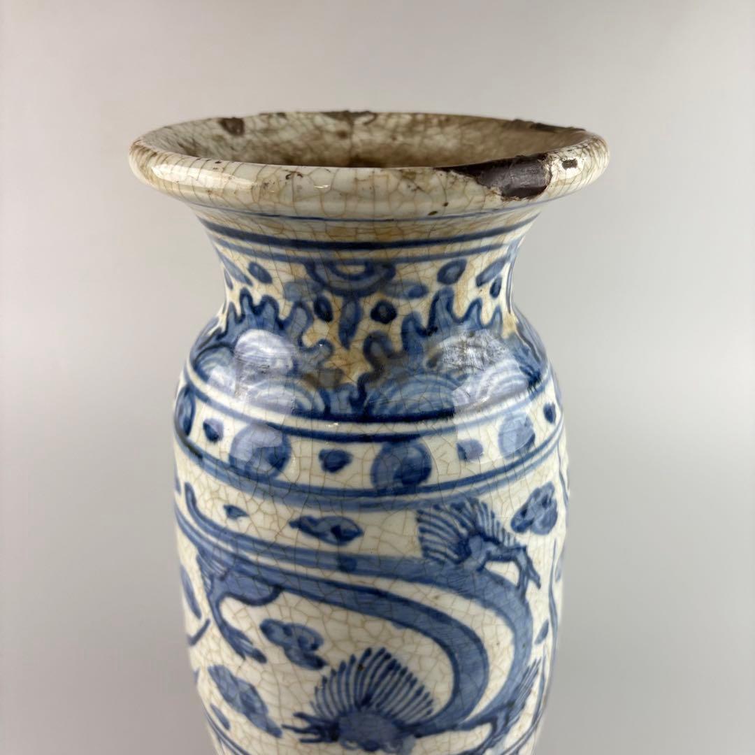 中国 花瓶 花入れ 染付 花器