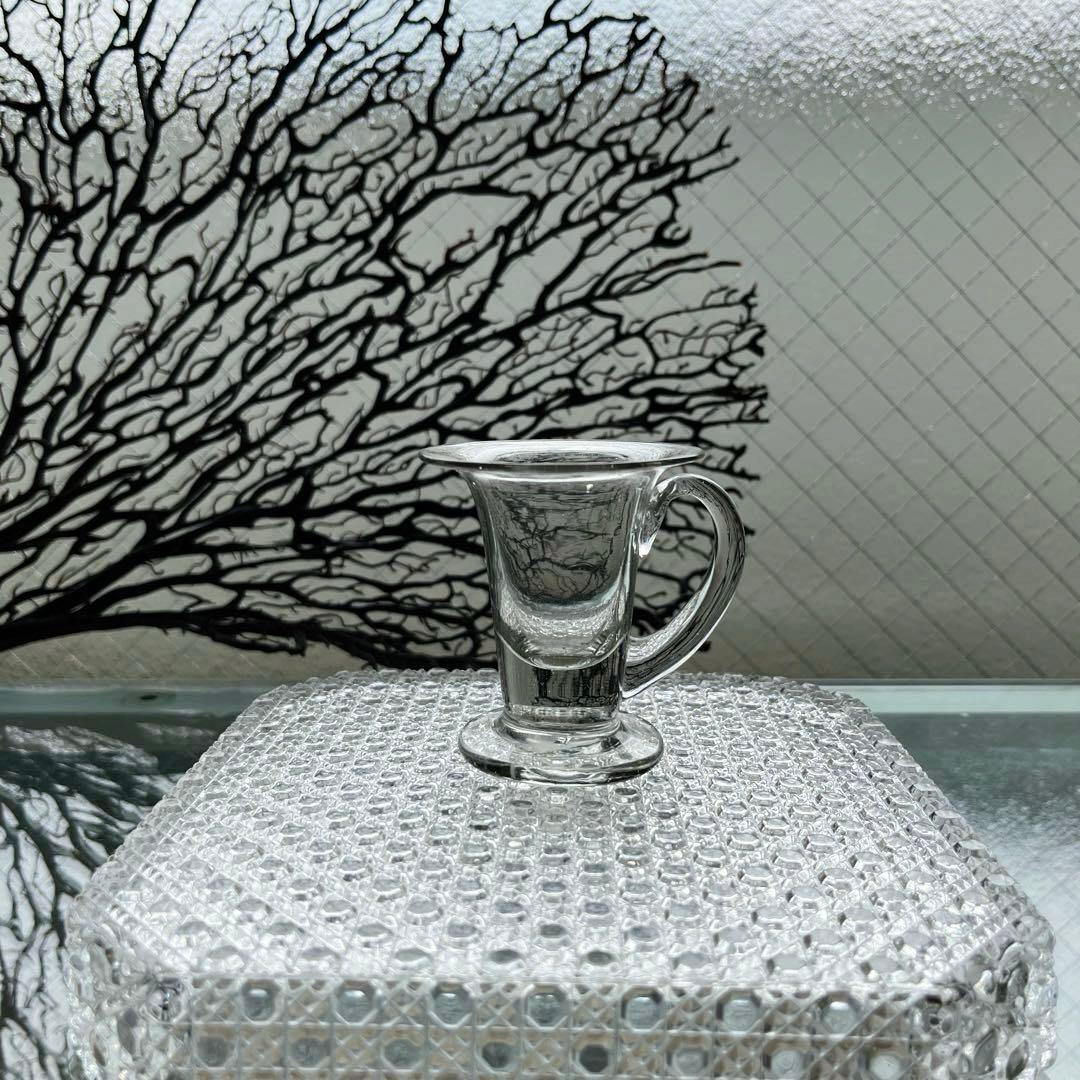 骨董　時代ガラス　ゆらゆら銀色　反り口　アイスクリームコップ　氷コップ　ウラン