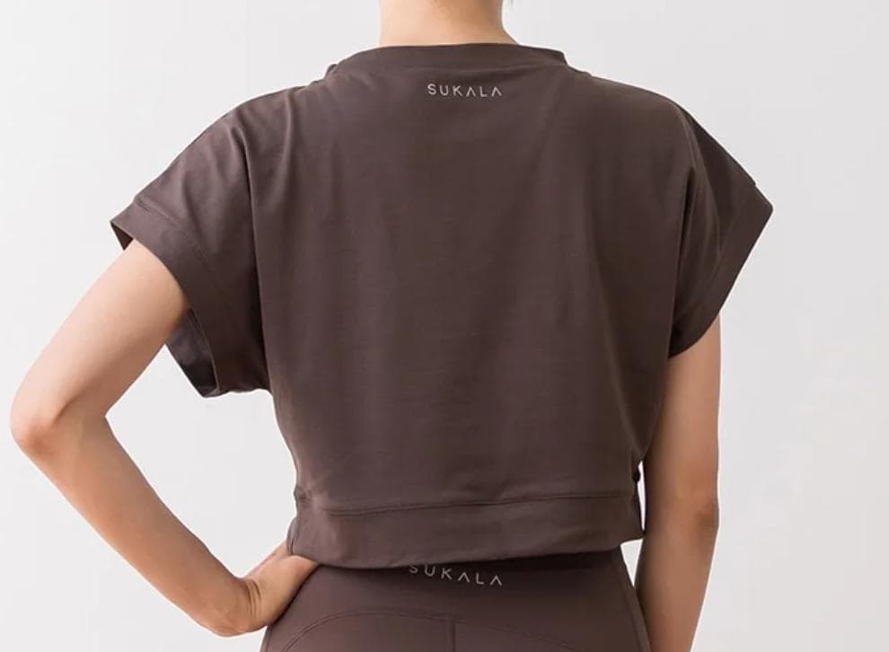 【SUKALA】　ブラトップ付きフラワーレーストップス　ブラウン　M