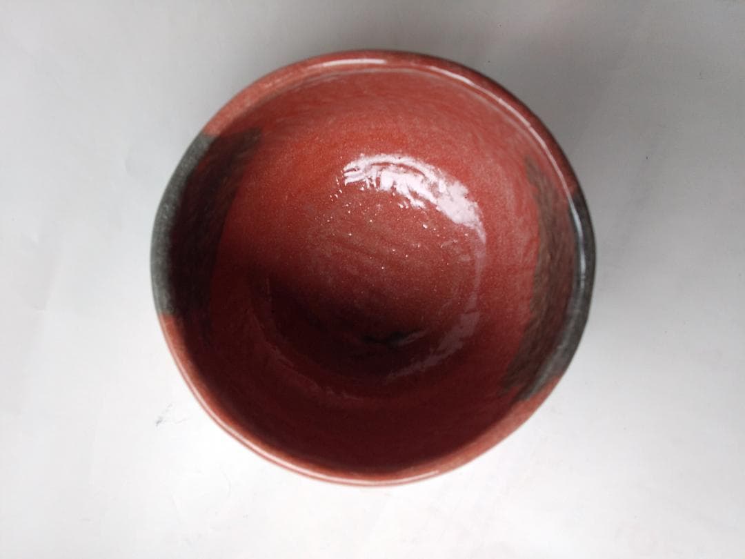 松雲窯 泉喜仙 作 赤茶碗 赤楽 大樋焼 共箱 共布 栞 茶道具 抹茶碗 美品