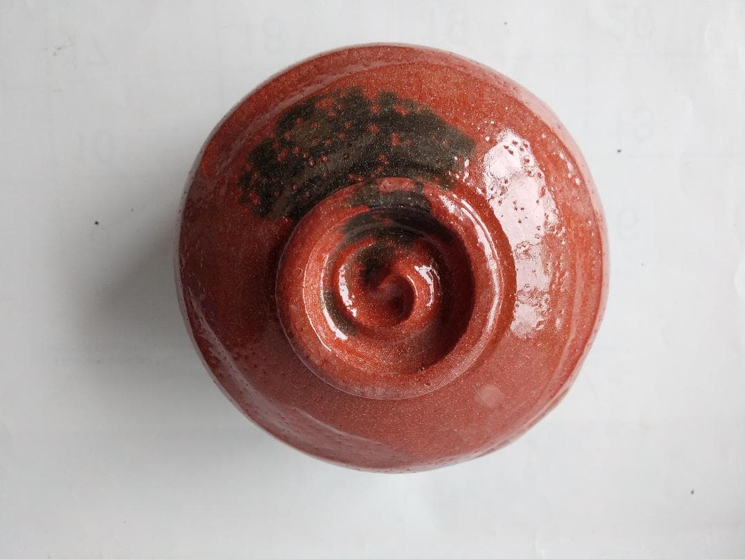 松雲窯 泉喜仙 作 赤茶碗 赤楽 大樋焼 共箱 共布 栞 茶道具 抹茶碗 美品