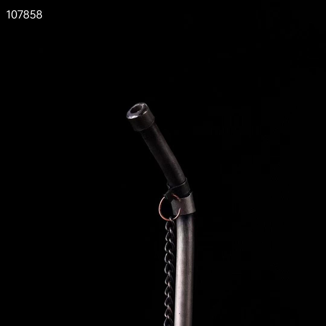 中国古美術・旧収蔵品・純銅制・古銅彫・寶石嵌花開富貴紋水煙袋・純手作り・置物