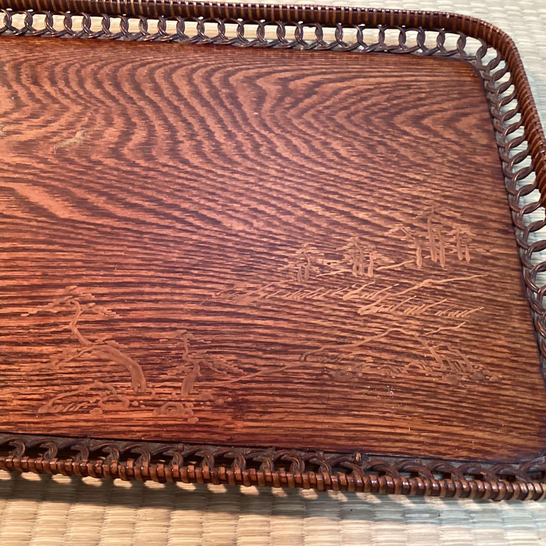 煎茶盆　③ 編み込み縁取り四方盆