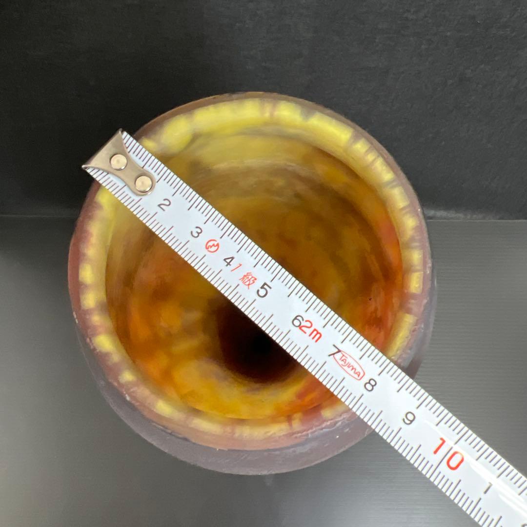 19世紀　ドーム・ナンシー　在銘　異色ガラス溶込酸化腐食彫花入　高さ約35.5㎝