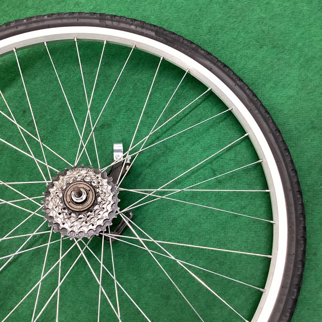 後ホイール　700x42c　外装６段　リア　ON　タイヤ付　ローラーブレーキ付