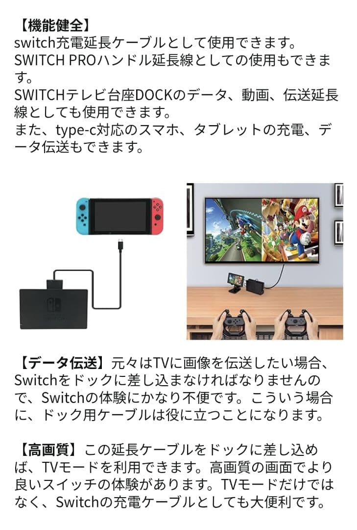 明日朝まで価格　Nintendo Switch 本体　タイプC延長ケーブル付き