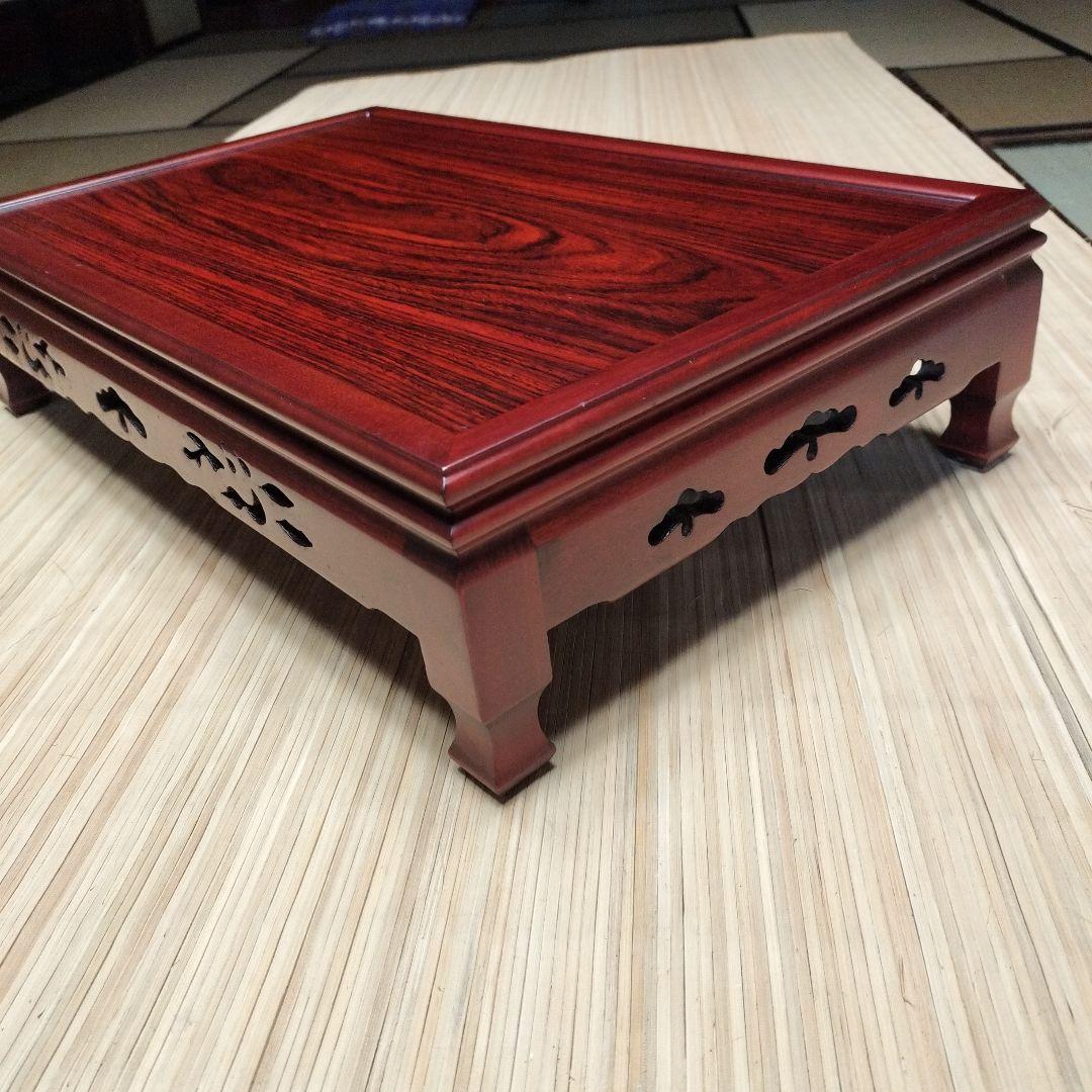 未使用 華道具 唐木紫檀 松透かし彫 花台 盆栽台 香炉台 紙箱