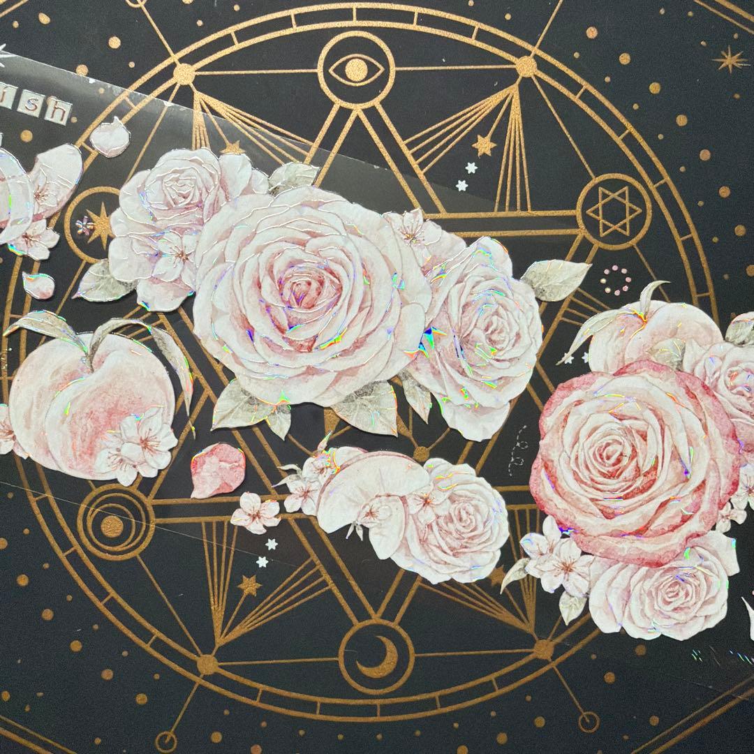 【8950】海外　マステ　中古巻　貝殻光マスキングテープ　お花系　ピンク