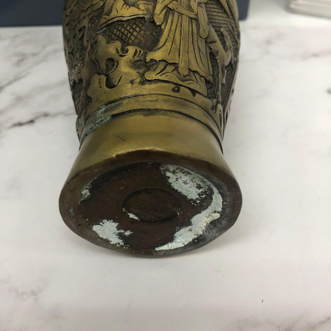 中国美術 骨董品 古美術 古玩 彫刻風景のブロンズ花瓶　中国 骨董品 大型